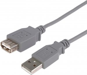 Kabel USB Kabel USB (2.0), USB A M - USB A F, 3m, szary 1