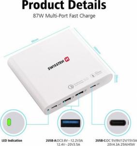 Zasilacz do laptopa Swissten 87 W, 4.3 A, 20 V (22013340) 4