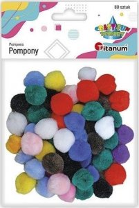 Titanum Pompony akrylowe 15mm mix kolorów 80szt 1