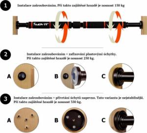 Movit Drążek do podciągania rozporowy MOVIT czarny / pomarańczowy 3