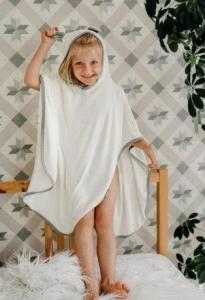 PULP BAMBOO Ponczo bambusowe z kapturkiem i uszkami ecru 70x80cm 2