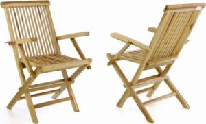 Divero Zestaw 2 sztuk krzeseł ogrodowy DIVERO składane - drewno tek 1