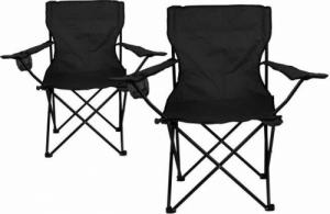 Divero Zestaw na camping - 2x składane krzesło z uchwytem - czarne 1