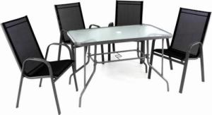 Garthen Zestaw ogrodowy - 4 krzesła i szklany stolik - czarny 1