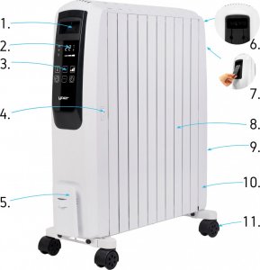 Grzejnik Yoer OFR1025W olejowy 2500 W 4