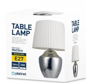 Lampa stołowa Platinet PLATINET TABLE LAMP LAMPA STOŁOWA SILVER BASE, WHITE SHADE, H35 [45690] 2