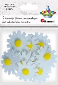 Titanum Filcowe dekoracje 3D kwiaty białe 10szt 1