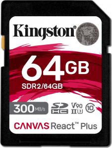 Karta Kingston Canvas React Plus SDXC 64 GB Class 10 UHS-II/U3 V90 (SDR2/64GB) 1