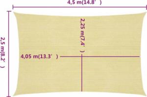vidaXL Żagiel przeciwsłoneczny, 160 g/m, beżowy, 2,5x4,5 m, HDPE 6