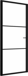 vidaXL vidaXL Drzwi wewnętrzne, szkło ESG i aluminium, 102,5x201,5 cm, czarne 1