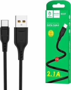 Kabel USB Denmen USB-A - USB-C 2 m Czarny (D23T) 2