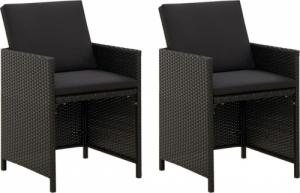 vidaXL vidaXL Krzesła ogrodowe z poduszkami, 2 szt., polirattan, czarne 1