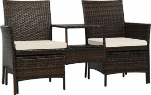 vidaXL Brązowa sofa ogrodowa z polirattanu ze stolikiem Terry 5