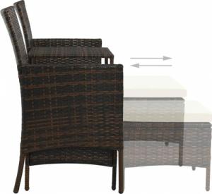 vidaXL Brązowa sofa ogrodowa z polirattanu ze stolikiem Terry 7