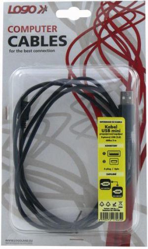 Kabel USB Logo USB-A - miniUSB 2 m Szary (17065) 3
