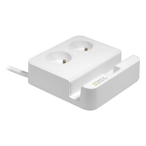 Logo 2 gniazda, 3x USB, z podstawą na telefon (1017270) 2