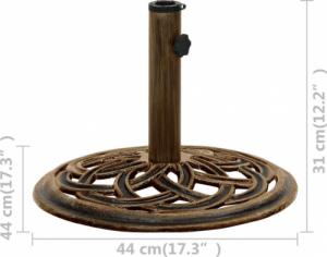vidaXL Podstawa pod parasol, brązowa, 44x44x31 cm, żeliwo 7