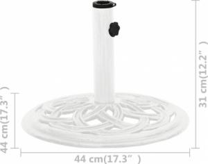 vidaXL vidaXL Podstawa pod parasol, biała, 44x44x31 cm, żeliwo 7