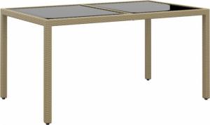 vidaXL vidaXL Stół ogrodowy, 150x90x75 cm, szkło i rattan PE, beżowy 1