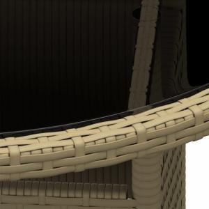 vidaXL vidaXL Stolik ogrodowy, 80x75 cm, szkło hartowane i rattan PE, beżowy 3