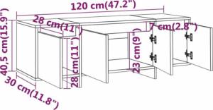 vidaXL vidaXL Szafka pod TV, przydymiony dąb, 120x30x40,5 cm, płyta wiórowa 9