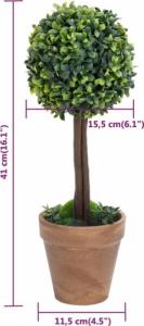 vidaXL vidaXL Kule ze sztucznego bukszpanu w doniczce, 2 szt., zielone, 41 cm 6