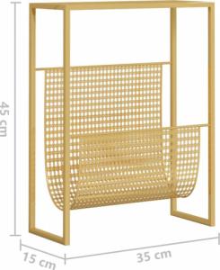vidaXL Stojak na gazety, złoty, 35x15x45 cm, stal 7