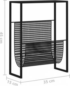 vidaXL vidaXL Stojak na gazety, czarny, 35x15x45 cm, stal 7