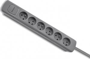 Listwa zasilająca Qoltec 6 gniazd 1.8 m szara (1_819456) 2