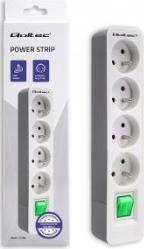 Listwa zasilająca Qoltec 4 gniazda 1.8 m biało-szara (1_819482) 2