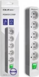 Listwa zasilająca Qoltec 5 gniazd 1.8 m biało-szara (50290) 2