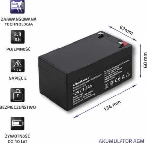 Qoltec Akumulator AGM Qoltec 12V 3.3Ah HQ (53065) 6