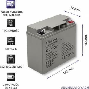 Qoltec Akumulator AGM Qoltec 12V 20Ah HQ (53066) 2