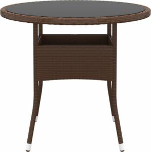 vidaXL vidaXL Stolik ogrodowy, 80x75 cm, szkło i rattan PE, brązowy 2