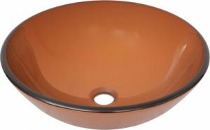 Umywalka vidaXL vidaXL Umywalka łazienkowa z kranem i korkiem, brąz, szkło hartowane 6