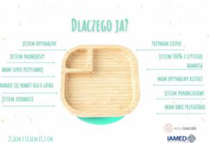 ECO RASCALS ECORASCALS Talerzyk bambusowy baby kwadrat z zielonąprzyssawką one size 2