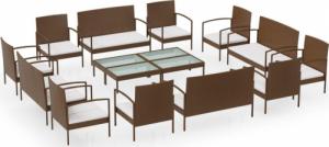 vidaXL vidaXL 16-cz. zestaw wypoczynkowy do ogrodu, z poduszkami, brązowy 2