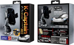 WK Design WK Design Captain Series Aurora bezprzewodowa ładowarka 15W uchwyt samochodowy z regulowanym ramieniem na szybę i deskę rozdzielczą oraz nawiew czarny (WP-U203) 5