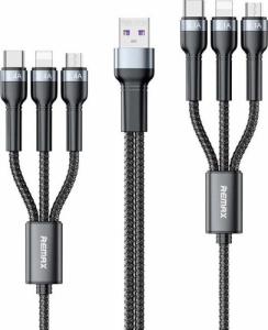 Kabel USB Remax USB-A - USB-C + microUSB + 2x Lightning 2 m Czarny (6954851237907) 1