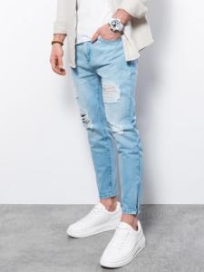 Ombre Spodnie męskie jeansowe - jasny indygo P1028 L 1