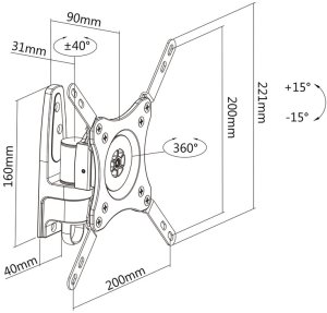 MultiBrackets MULTIBRACKETS Flexarm 360 I tilt turn rotate 14 till 32 inch VESA 75 till 200 25kg lock incl LG PANASONIC SAMSUNG SONY PHILIPS - 7105 12