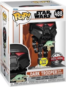 Figurka Funko Pop Funko POP TV: Star Wars: The Mandalorian - Dark Trooper with Grogu(Glow in the Dark)(Exclusive) 1