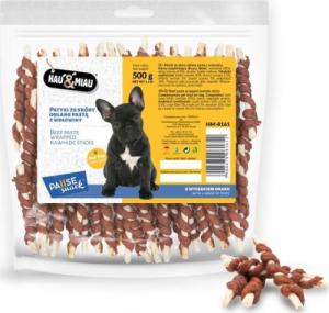 Hau&Miau Pausesnack przysmak dla psa, patyki ze skóry oblane pastą z wołowiny 500g 1