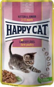 Happy Cat Kitten & Junior Farm Poultry, mokra karma, dla kociąt w wieku 2-12 mies., drób, 85 g, saszetka 1