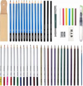 H&B Profesjonalny Zestaw Artsytyczny Kredki, Ołówki, Akcesoria / H&b 52w1 3
