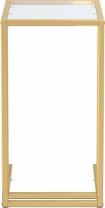 vidaXL Komputerowy stolik boczny złoty+szkło 3