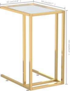 vidaXL Komputerowy stolik boczny złoty+szkło 6