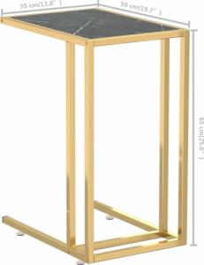 vidaXL Komputerowy stolik boczny złoty+czarny marmur 6