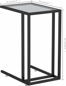 vidaXL Komputerowy stolik boczny czarny+szkło 7