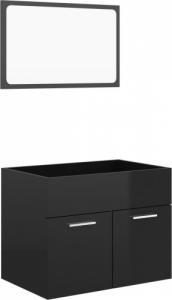 vidaXL vidaXL 2-cz. zestaw mebli łazienkowych, wysoki połysk, czarny, płyta 2